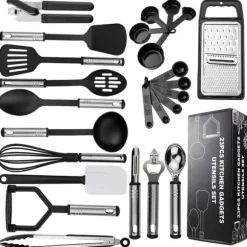 Lollanda Köksredskap Kit - Redskap till Kök - 25-delar – Silikon Matlagningsverktyg, Komplett Kökssats