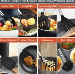 Lollanda Köksredskap Kit - Redskap till Kök - 25-delar – Silikon Matlagningsverktyg, Komplett Kökssats