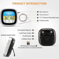 Lollanda Kötttermometer med Touchskärm /Termometer för kött - LCD, Vattentät, Kök, för ugn, till barbequegrill och Grill