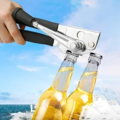 Lollanda Manuell Konservöppnare med Vev, Gummihandtag, Kolstålblad, Fällbar 5.2x22 cm för Kök och Camping