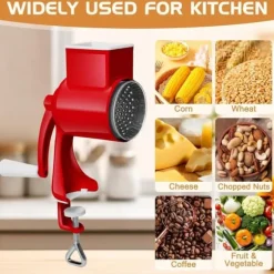 Lollanda Manuell nötkvarn med 2 avtagbara trumblad, ostrivare med vev, jordnötskvarn, mandelkvarn