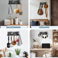 Lollanda Modern svart nyckelbräda med nyckelhängare och förvaringsfack – praktisk nyckellåda för hall och entré