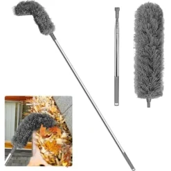 Lollanda Multifunktionell teleskopisk dammvippa – Böjbar fiberborste med långt skaft för damm och rensning av dräneringsrännor