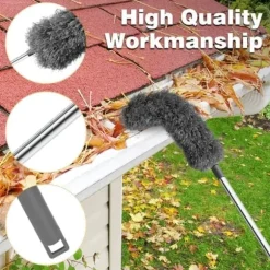 Lollanda Multifunktionell teleskopisk dammvippa – Böjbar fiberborste med långt skaft för damm och rensning av dräneringsrännor