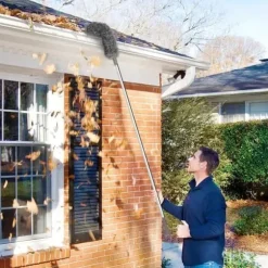 Lollanda Multifunktionell teleskopisk dammvippa – Böjbar fiberborste med långt skaft för damm och rensning av dräneringsrännor