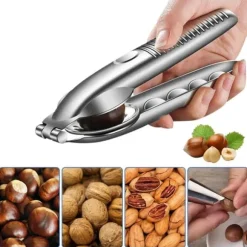 Lollanda Nötknäckare – knäck nötter, rostfritt stål nötknäppare, kastanjsklippare, kastanjklämma, kastanjkniv, passar för valnötter och kastanjer