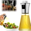 Lollanda Oljesprayflaska 200 ml i Rostfritt Stål och Glas, Konisk Design för Matlagning, Grill och Bakning