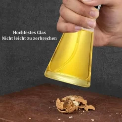 Lollanda Oljesprayflaska 200 ml i Rostfritt Stål och Glas, Konisk Design för Matlagning, Grill och Bakning