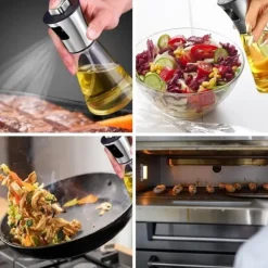Lollanda Oljesprayflaska 200 ml i Rostfritt Stål och Glas, Konisk Design för Matlagning, Grill och Bakning