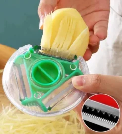 Lollanda 2-pack 3-i-1 Multifunktionell roterande skalare - Grönsaksskalare & Råkostjärn & Potatisskalare