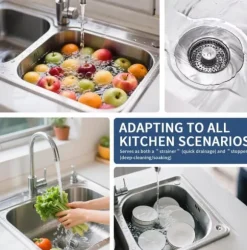 Lollanda Sil för Diskhon - Korgventil, 3-i-1 Diskbänkssil Rostfritt Stål, Kökssil med avtagbar korg, Lätt rengjord