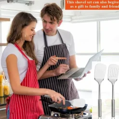 Lollanda Stekspade Set 2-delar Rostfritt Stål, Stekspadeset, hållbar stekspade för stekning – Diskmaskinssäker