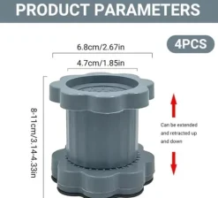 Lollanda Tvättmaskin Vibrationsdämpare Fötter 4-pack – Höjdjusterbara, Halkfria och Stötdämpande Kuddar för Tvättmaskin och Torktumlare