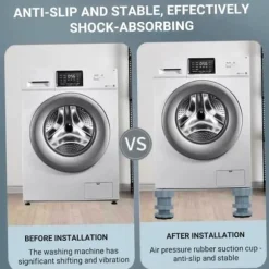 Lollanda Tvättmaskin Vibrationsdämpare Fötter 4-pack – Höjdjusterbara, Halkfria och Stötdämpande Kuddar för Tvättmaskin och Torktumlare