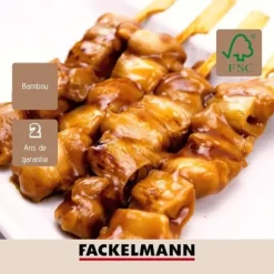 Lot med 50 spett för grillspett 15 cm i FSC-bambus Fackelmann Basic