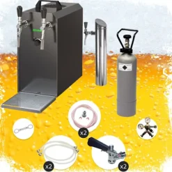 Öltapp - STREAM 50 ölväska, genomströmningskylare, 2-rads torrkylare, upp till 55 liter / h - SVART UTGÅNG, KEG:Type D, KEG 2:utan