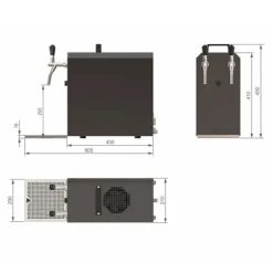 Öltapp - STREAM 50 ölväska, genomströmningskylare, 2-rads torrkylare, upp till 55 liter / h - SVART UTGÅNG, KEG 2:5 liters adapter, KEG:KeyKeg