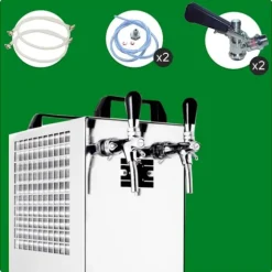 öltapp Kontakt 40/K 2-linjers torrkylningsenhet av rostfritt stål, 50 liter/h, med membranpump, KEG:5 liters adapter, KEG 2:5 liters adapter