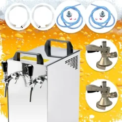 öltapp Kontakt 40/K 2-linjers torrkylningsenhet av rostfritt stål, 50 liter/h, med membranpump, Green Line, KEG 2:Type M, KEG:NC Adapter