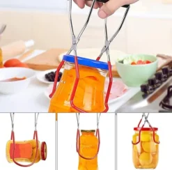 Lyfttång för masonburkar, lyfttång för varma masonburkar, rostfritt stål, silver, röd, svart, 22,5 cm, modern