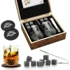 Lyxig whisky presentset | 2 kristallglas | Inkluderar karta | 8 granit whiskystenar | Gåva