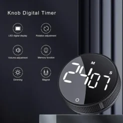 Magnetisk Digital KöksTimer - Stort LED-display, Nedräkning - Till Matlagning/Bakning/Klassrum (Svart)