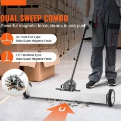Magnetisk sopmaskin 36 tum med hjul, teleskopiskt pickupverktyg, effektiv städning