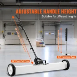 Magnetisk sopmaskin 36 tum med hjul, teleskopiskt pickupverktyg, effektiv städning