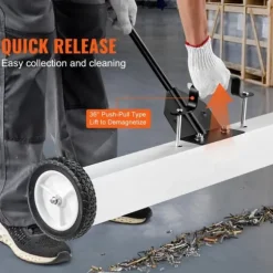 Magnetisk sopmaskin 36 tum med hjul, teleskopiskt pickupverktyg, effektiv städning