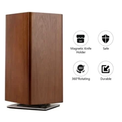 Magnetiskt Knivblock - Köksknivställ - 360° Roterande - Utan Knivar - 11×11×24,6 cm - Plommonfärgad