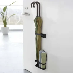 Magnetiskt Paraplyställ Ingen Stansning Höjdjusterande Väggmonterad Paraplyhållare Ställ För Hotellhall Svart