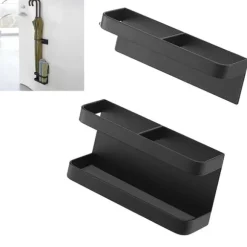 Magnetiskt Paraplyställ Ingen Stansning Höjdjusterande Väggmonterad Paraplyhållare Ställ För Hotellhall Svart