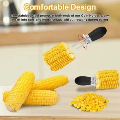 Majskolvstång i rostfritt stål - Dubbelstiftad majskolvstång - BBQ majskolvstång - 10 st