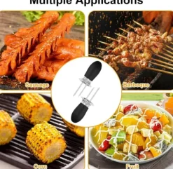 Majskolvstång i rostfritt stål - Dubbelstiftad majskolvstång - BBQ majskolvstång - 10 st