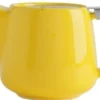 Making Tea - Keramisk tekanna I Gul 500 ml teinfuserare med lock i rostfritt stål I Premium glaserad stengods tekanna för att göra te