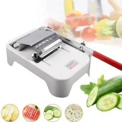 Manuell fryst köttskärare - Slicer - Rostfritt stål - Blad 20 cm - Tjocklek 0,25–25 mm - 30×17 cm - Skinka & nötrullar - Silver