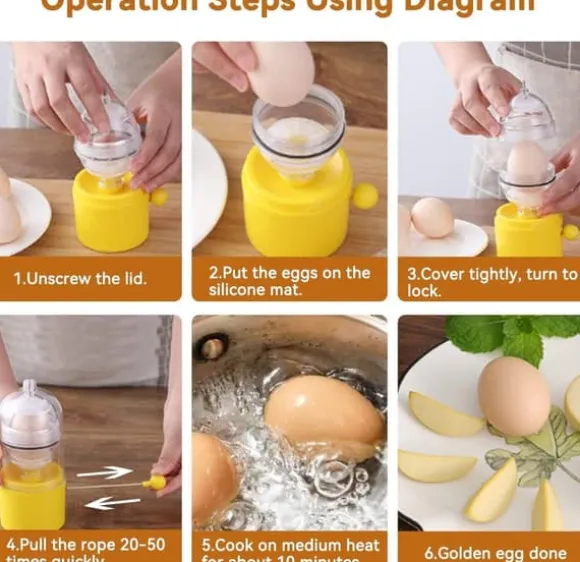 Manuell äggskakare, äggvisp, manuell äggvisp, gyllene äggtillverkare, äggul- och äggvitemixer, äggvisp, äggvite- och äggulemixer för att göra hårdkok | CDON