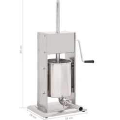 Manuell korvstoppare 10 L i rostfritt stål - Perfekt för både hemmabruk och professionellt | Färg: Silver | Storlek: 10 L