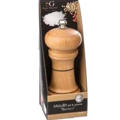 Manuell kvarn - 5five - 14,5cm - Naturligt trä - Rostfritt stål - Kapacitet 18g svartpeppar/36g salt