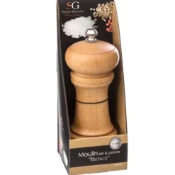 Manuell kvarn - 5five - 14,5cm - Naturligt trä - Rostfritt stål - Kapacitet 18g svartpeppar/36g salt