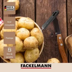 Manuell potatispress och gaffel med 3 tänder för potatis Fackelmann
