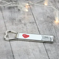 Manx - flasköppnare med en katt, personlig kylöppnare, unik present till en man från Art-Dog