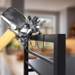 Marana 2-Tier Extendable Metal Microwave Shelf with Hooks, Black