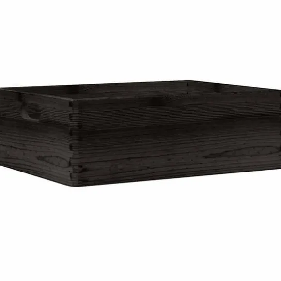 Massiv trälåda med handtag - Förvaring och inredning | Färg: Svart | Storlek: 40x30x13 cm