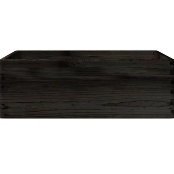 Massiv trälåda med handtag - Förvaring och inredning | Färg: Svart | Storlek: 40x30x13 cm