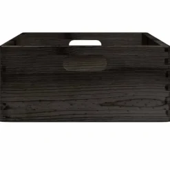 Massiv trälåda med handtag - Förvaring och inredning | Färg: Svart | Storlek: 40x30x13 cm