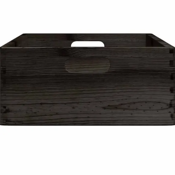 Massiv trälåda med handtag - Förvaring och inredning | Färg: Svart | Storlek: 40x30x13 cm