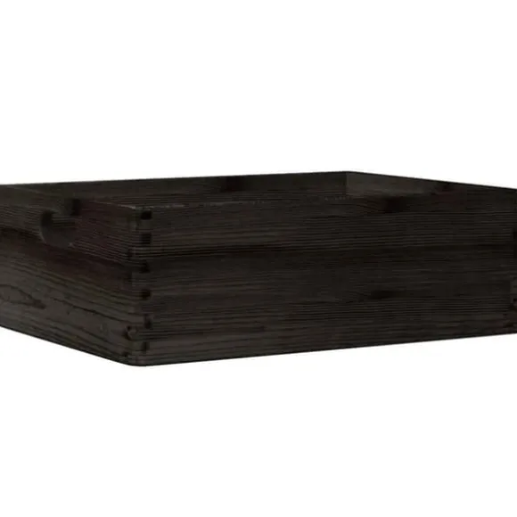 Massiv trälåda med handtag - Förvaring och inredning | Färg: Svart | Storlek: 40x30x13 cm