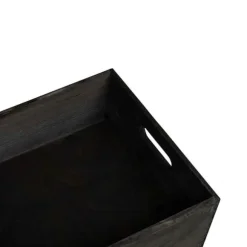 Massiv trälåda med handtag - Förvaring och inredning | Färg: Svart | Storlek: 40x30x13 cm