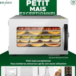 Matberedare - Kwasyo - 6 Våningar - Rostfritt Stål - Timer 24H - Temperatur 30-90°C